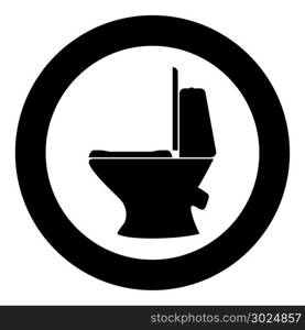 Toilet bowl icon black color in circle vector illustration