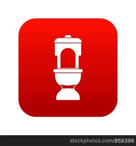 Toilet bowl icon digital red for any design isolated on white vector illustration. Toilet bowl icon digital red