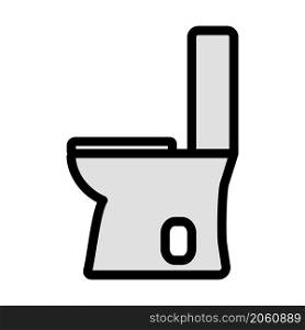Toilet Bowl Icon. Editable Bold Outline With Color Fill Design. Vector Illustration.
