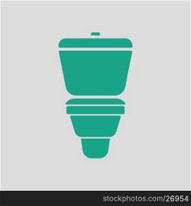 Toilet bowl icon. Gray background with green. Vector illustration.