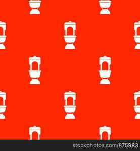 Toilet bowl pattern repeat seamless in orange color for any design. Vector geometric illustration. Toilet bowl pattern seamless