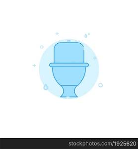 Toilet bowl vector icon. Plumbing flat illustration. Filled line style. Blue monochrome design. Editable stroke. Adjust line weight.. Toilet bowl flat vector icon. Plumbing symbol filled line style. Blue monochrome design. Editable stroke