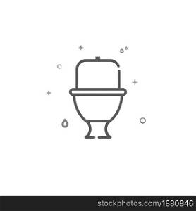 Toilet bowl with a tank simple vector line icon. Plumbing symbol, pictogram, sign isolated on white background. Editable stroke. Adjust line weight.. Toilet bowl with a tank simple vector line icon. Plumbing pictogram, sign isolated on white background. Editable stroke