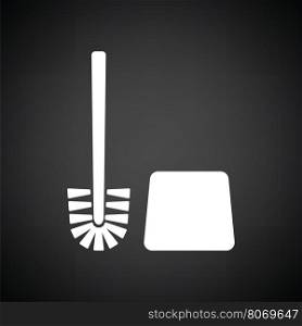 Toilet brush icon. Black background with white. Vector illustration.