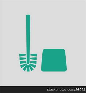 Toilet brush icon. Gray background with green. Vector illustration.