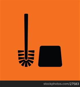 Toilet brush icon. Orange background with black. Vector illustration.