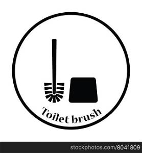 Toilet brush icon. Thin circle design. Vector illustration.