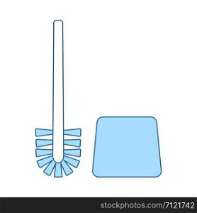 Toilet Brush Icon. Thin Line With Blue Fill Design. Vector Illustration.