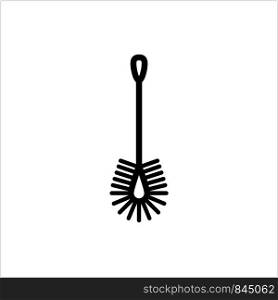 Toilet Brush Icon, Toilet Cleaning Brush Vector Art Illustration