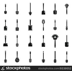 Toilet brush icons set simple vector. Home clean. Brush equipment. Toilet brush icons set simple vector. Home clean