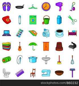 Toilet icons set. Cartoon style of 36 toilet vector icons for web isolated on white background. Toilet icons set, cartoon style