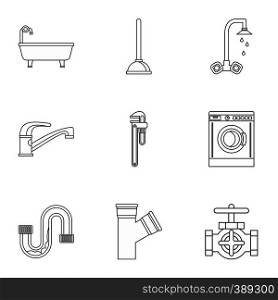 Toilet icons set. Outline illustration of 9 toilet vector icons for web. Toilet icons set, outline style