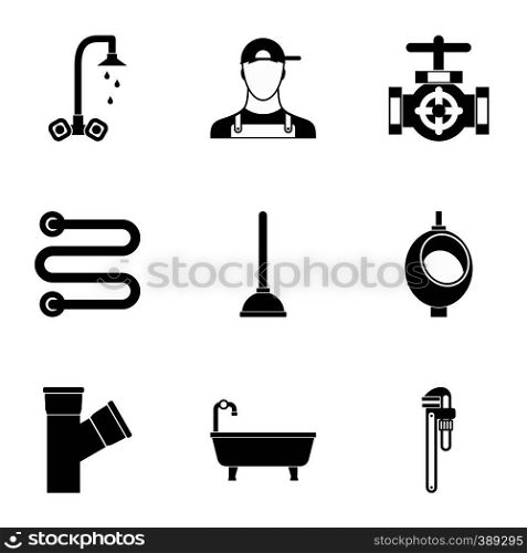 Toilet icons set. Simple illustration of 9 toilet vector icons for web. Toilet icons set, simple style