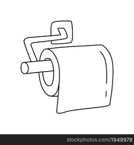 Toilet paper holder sketch. Hand drawn black and white doodle vector illustration.