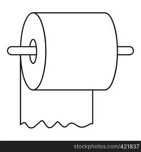 Toilet paper on holder icon. Outline illustration of toilet paper on holder vector icon for web. Toilet paper on holder icon, outline style
