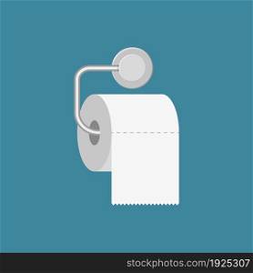 Toilet paper roll with metal holder. illustration in flat style. Toilet paper roll with metal holder.