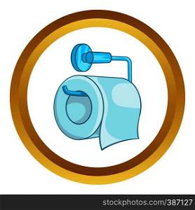 Toilet paper vector icon in golden circle, cartoon style isolated on white background. Toilet paper vector icon