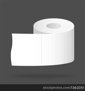 Toilet paper. WC isolated sheet. Restroom object. Realistic icon for washroom. Hygiene roll to wipe. Vector EPS 10.