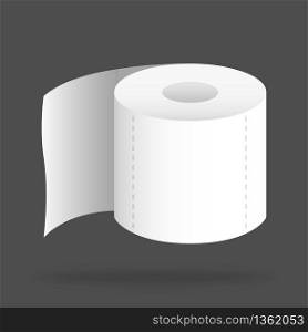 Toilet paper. WC isolated sheet. Restroom object. Realistic icon for washroom. Hygiene roll to wipe. Vector EPS 10.