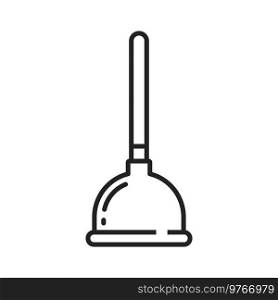 Toilet plunger vector thin line icon. Home wc sewerage and plumbing, plunger tool. Toilet plunger, home sewerage cleaning line icon