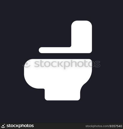 Toilet pot dark mode glyph ui icon. Water closet. Washroom. Hotel. User interface design. White silhouette symbol on black space. Solid pictogram for web, mobile. Vector isolated illustration. Toilet pot dark mode glyph ui icon