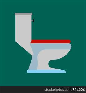 Toilet side view vector icon bathroom illustration. Person WC room. Restroom ceramic bowl flat equipment interior