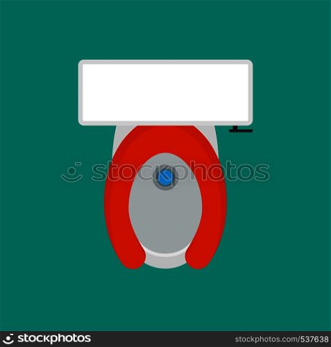 Toilet top view vector icon bathroom interior. WC domestic house equipment ceramic. Public white restroom
