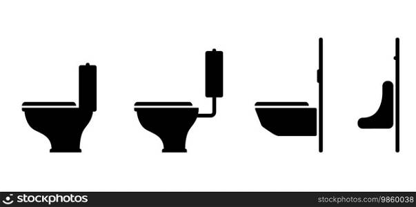 Toilet, wc icon for world toilet day. Please keep toilet clean. Restroom or bathroom toilet equipment. toilet bowl, wall mounting and hanging toilet. Urinal logo.