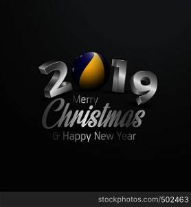 Tokelau Flag 2019 Merry Christmas Typography. New Year Abstract Celebration background