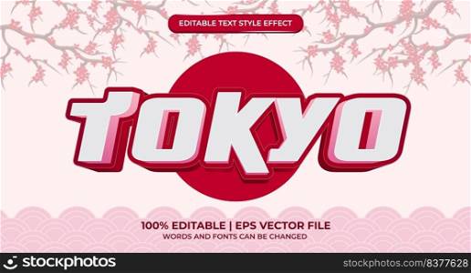 Tokyo, 3d editable text effect. Template with bold font concept. Premium Vector
