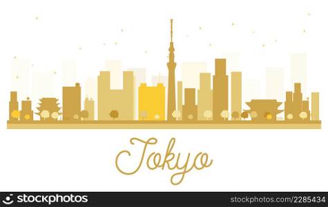 Tokyo City skyline golden silhouette. Vector illustration. Simple flat concept for tourism presentation, banner, placard or web site. Tokyo isolated on white background