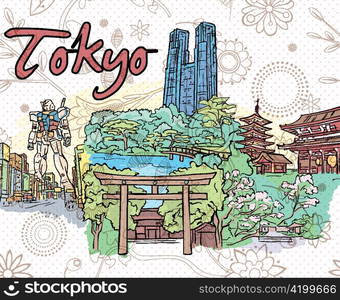 tokyo doodles vector illustration