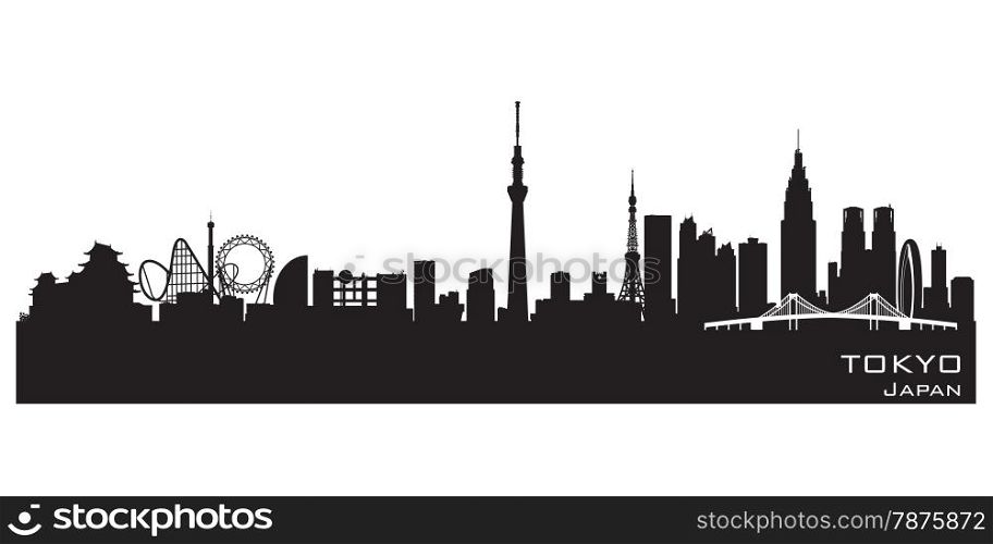 Tokyo Japan skyline Detailed vector silhouette