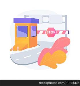 Toll road abstract concept vector illustration. Tollway fee, express toll lane, paid highway, main road, motorway entrance pass card, charge collector, enter control point abstract metaphor.. Toll road abstract concept vector illustration.