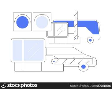 Toll road abstract concept vector illustration. Tollway fee, express toll lane, paid highway, main road, motorway entrance pass card, charge collector, enter control point abstract metaphor.. Toll road abstract concept vector illustration.