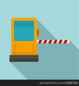Toll road gate icon. Flat illustration of toll road gate vector icon for web design. Toll road gate icon, flat style