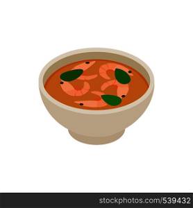 Tom yum soup icon in isometric 3d style isolated on white background. Tom yum soup icon, isometric 3d style