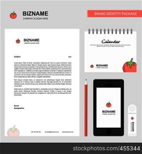 Tomato Business Letterhead, Calendar 2019 and Mobile app design vector template