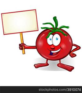 tomato cartoon with signboard
