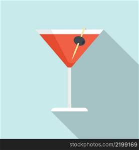 Tomato cocktail icon flat vector. Juice drink. Glass beverage. Tomato cocktail icon flat vector. Juice drink
