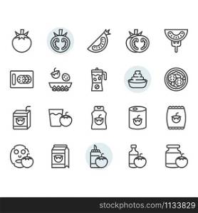 Tomato icon and symbol set in outline design