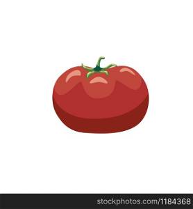 Tomato in flat style isolated on white background. Fresh organic ingredient. Vegetarian healthy food. Vector illustration. Tomato in flat style isolated on white background.