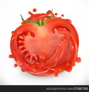 Tomato juice. Fresh vegetable. 3d realism, vector icon
