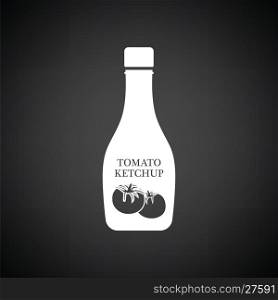 Tomato ketchup icon. Black background with white. Vector illustration.