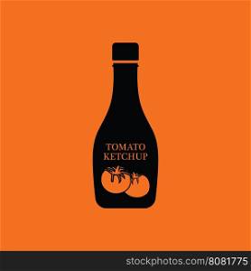 Tomato ketchup icon. Orange background with black. Vector illustration.