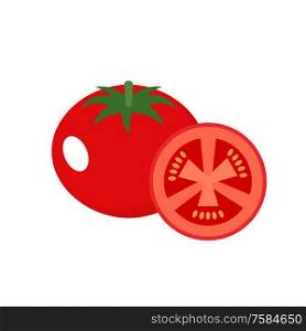Tomato on a white background. Vector illustration