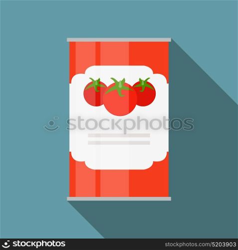 Tomato Sauce, Soup Can Template in Modern Flat Style Isolated on White. Material for Design. Vector Illustration EPS10. Tomato Sauce, Soup Can Template in Modern Flat Style Isolated on
