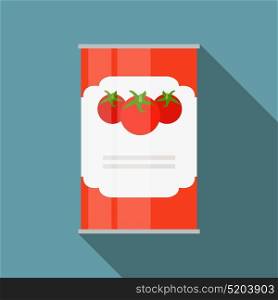 Tomato Sauce, Soup Can Template in Modern Flat Style Isolated on White. Material for Design. Vector Illustration EPS10. Tomato Sauce, Soup Can Template in Modern Flat Style Isolated on