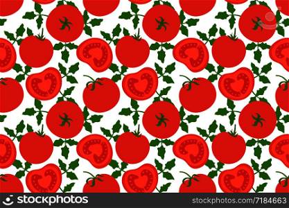 Tomato seamless pattern. Red vegetable. Hand drawn doodle vector sketch. Healthy food. Vegetarian product. Restaurant menu