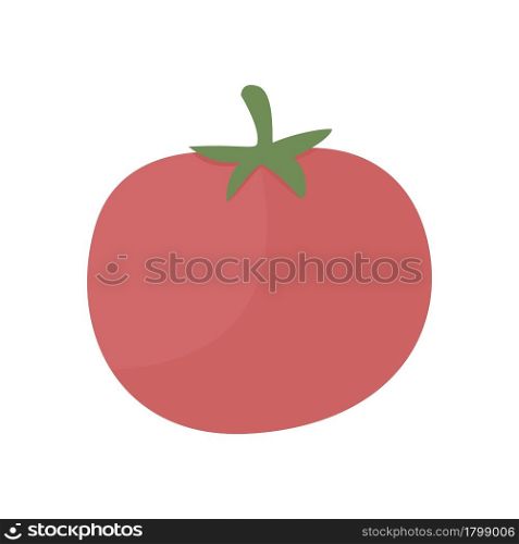 Tomato semi flat color vector object. Culinary vegetable. Full sized item on white. Tomato production. Botanical fruit isolated modern cartoon style illustration for graphic design and animation. Tomato semi flat color vector object